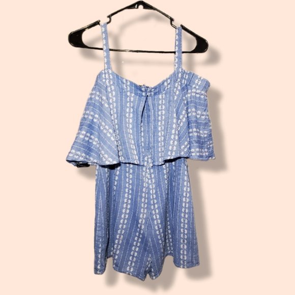 Current Project blue & white romper, sz Med EUC - Picture 2 of 6